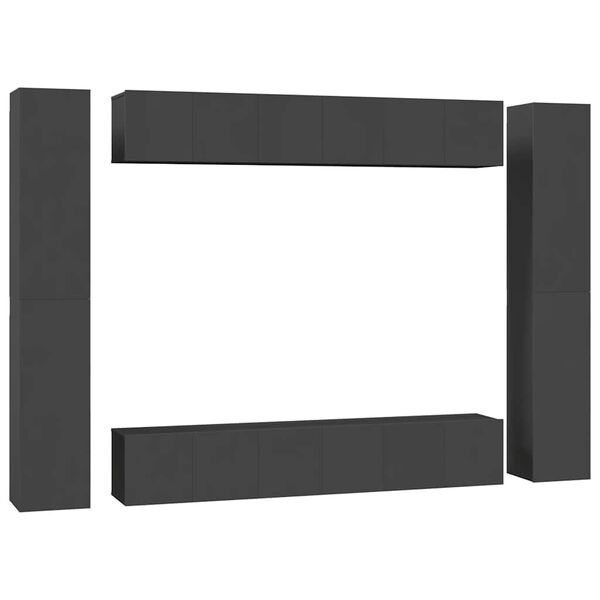 vidaXL Set Mobili Porta TV 10 pz Grigio in Legno Multistrato