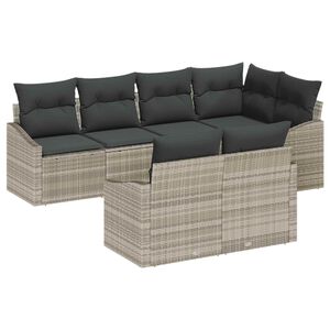 vidaXL Set Divano da Giardino 7 pcs Grigio chiaro polyrattan