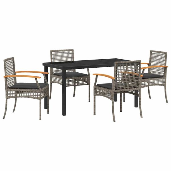 vidaXL Set da Pranzo per Giardino 5 pcs Grigio polyrattan
