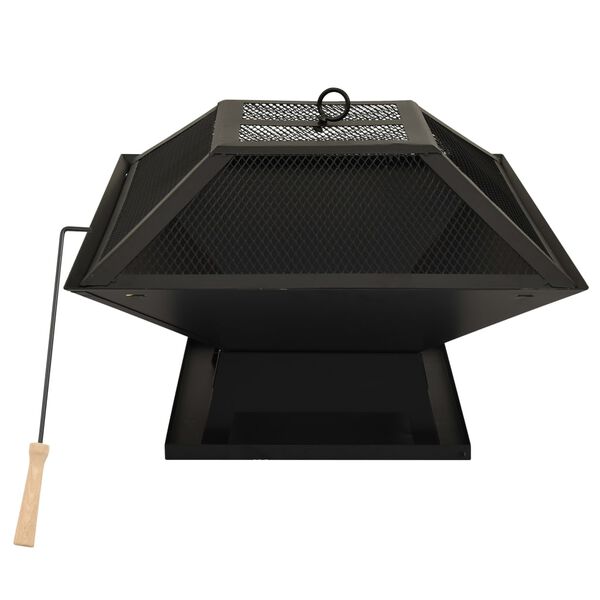 vidaXL Braciere e Barbecue 2in1 con Attizzatoio 46,5x46,5x37cm Acciaio