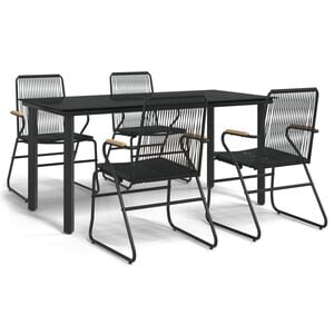 vidaXL Set da Pranzo da Giardino 5 pz Nero in Rattan PVC