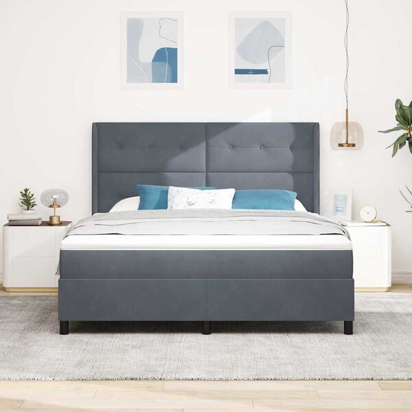 vidaXL Letto a molle con materasso Grigio scuro 180 x 200 cm Velluto