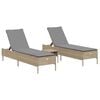 vidaXL Set Lettini Prendisole con Cuscini 3pz Marrone in Polyrattan