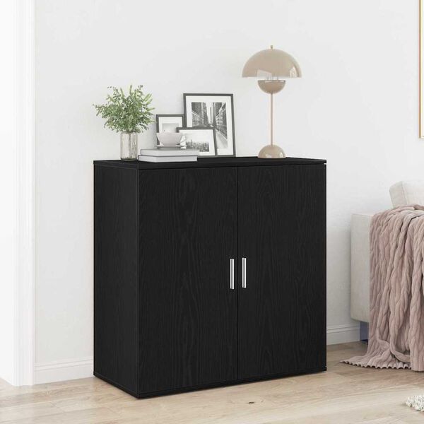 vidaXL Credenza Rovere Nero 79 x 38 x 80 cm Legno multistrato
