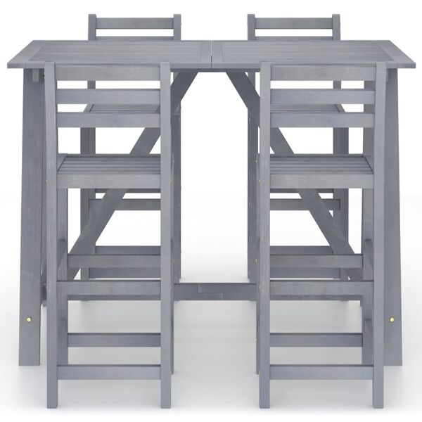 vidaXL Set da Bar da Giardino 5 pz Grigio in Legno Massello di Acacia