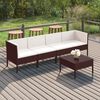 vidaXL Set Divani da Giardino 5 pz con Cuscini in Polyrattan Marrone