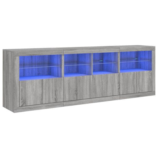 vidaXL Credenza con Luci LED Grigio Sonoma 202x37x67 cm