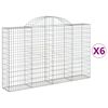 vidaXL Cesti Gabbioni ad Arco 6 pz 200x30x120/140 cm Ferro Zincato