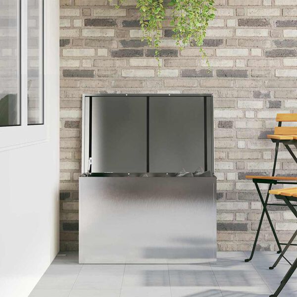 vidaXL Scatola di Stoccaggio Esterno Argento 80 x 50,5 x 50 cm Acciaio