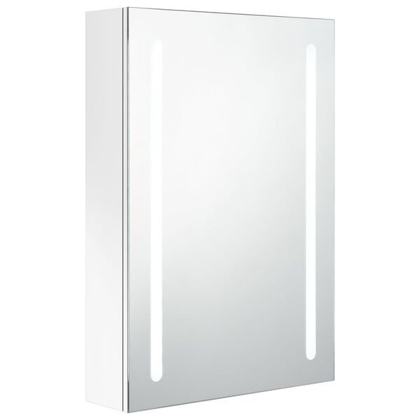 vidaXL Armadietto Bagno con Specchio e LED Bianco Lucido 50x13x70 cm