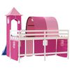 vidaXL Letto a Soppalco con Torre Bambini Rosa 90x200cm Massello Pino