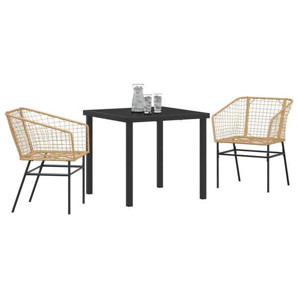 vidaXL Set da Pranzo per Giardino 3 pcs Marrone polyrattan