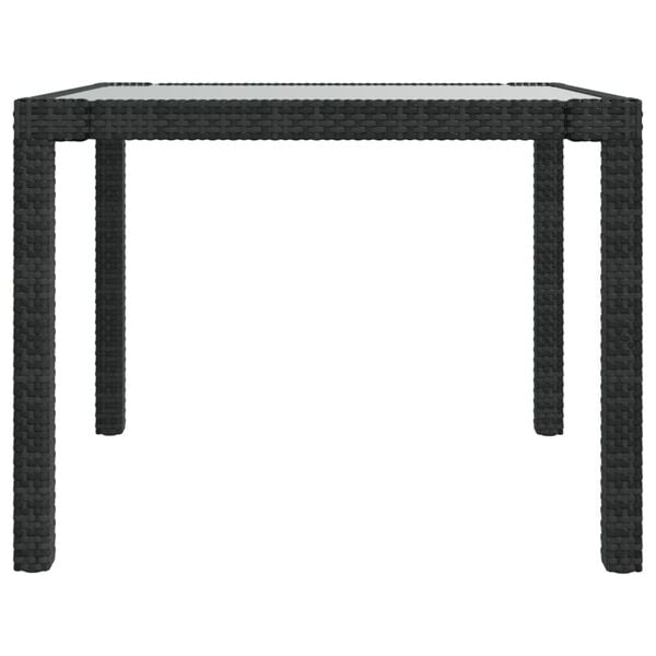 vidaXL Tavolo Giardino 90x90x75 cm Vetro Temperato e Polyrattan Nero