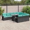 vidaXL Set Divani da Giardino 11 pz con Cuscini Polyrattan Acacia Nero