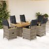 vidaXL Set Bistrò da Giardino 7 pz con Cuscini in Polyrattan Grigio