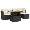 vidaXL Set Divano da Giardino 6 pz con Cuscini Nero Polyrattan Acacia