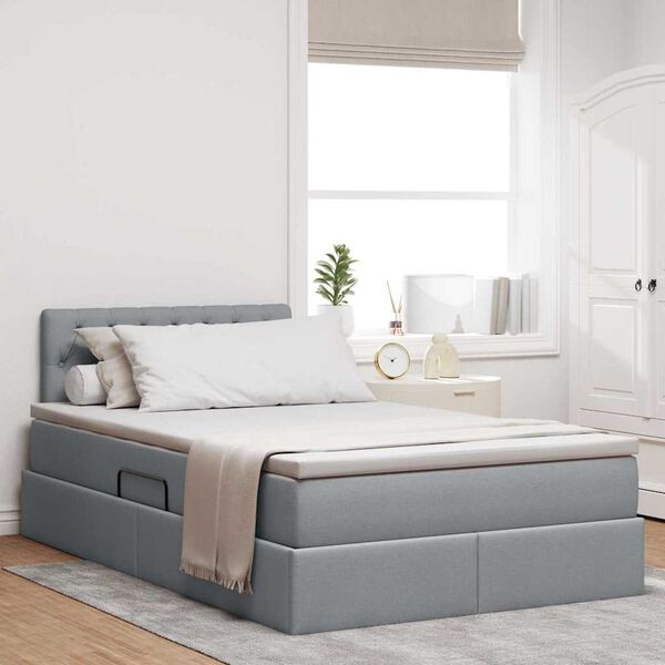 vidaXL Letto con contenitore e materasso Grigio chiaro 120 x 200 cm