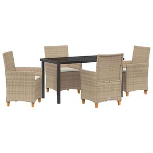 vidaXL Set da Pranzo per Giardino 5 pcs Beige polyrattan