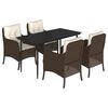 vidaXL Set da Pranzo da Giardino 5pz con Cuscini in Polyrattan Marrone