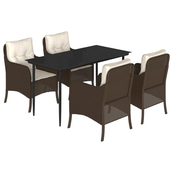 vidaXL Set da Pranzo da Giardino 5pz con Cuscini in Polyrattan Marrone