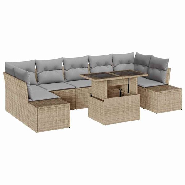 vidaXL Set di divani 8 pcs Beige e Grigio Chiaro polyrattan