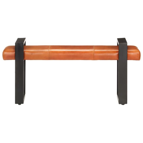 vidaXL Panca 120 cm Nero e Marrone in Vera Pelle di Capra