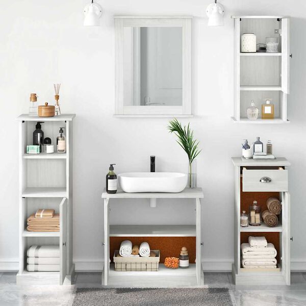 vidaXL Set di mobili per il bagno con porta VIGO 5 pcs Bianco Antico