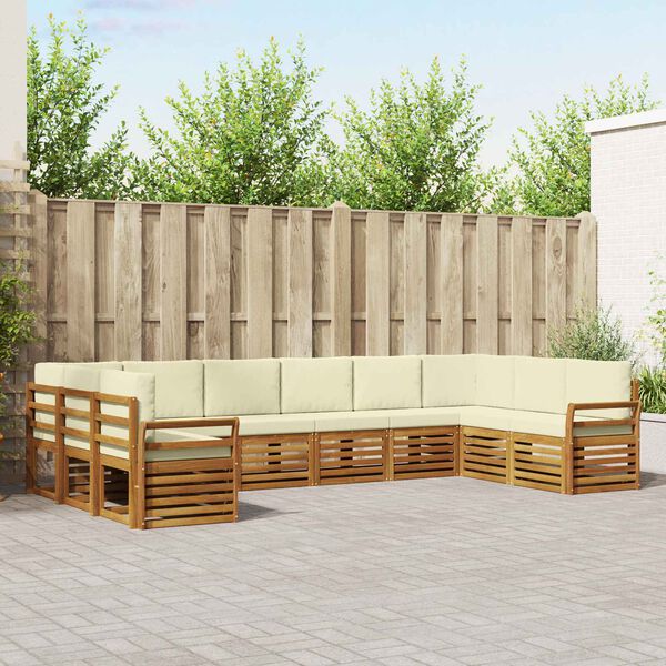 vidaXL Set divano sezionale con cuscino 10 pcs Naturale e Crema