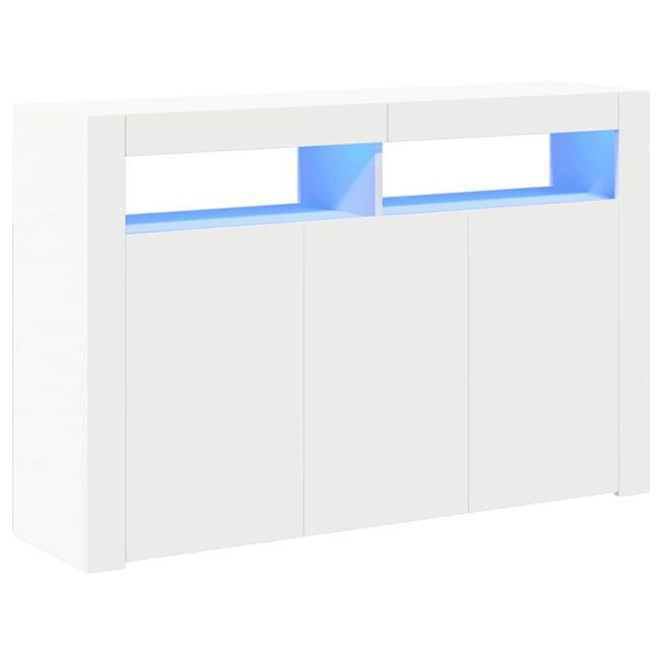 vidaXL Credenza con Luci LED Bianca 115,5x30x75 cm