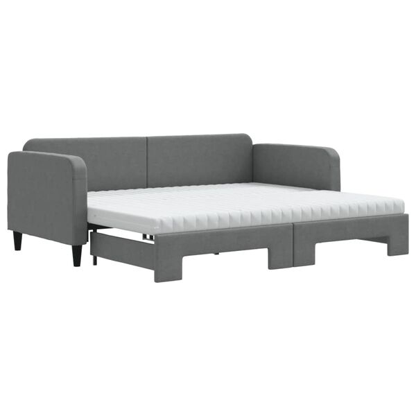 vidaXL Divano Letto Estraibile Materassi Grigio Scuro 90x200cm Tessuto