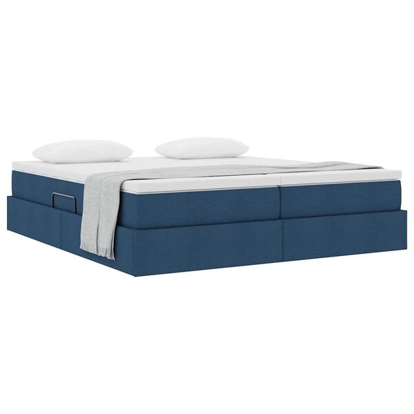 vidaXL Letto con contenitore e materasso Blu 200 x 200 cm Poliestere
