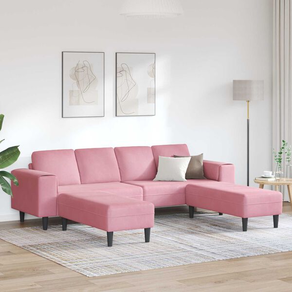 vidaXL Divano per Soggiorno 3 pcs Rosa