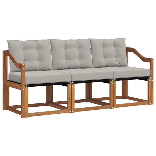 vidaXL Set di divani da esterno 3 pcs Grigio Naturale e Chiaro