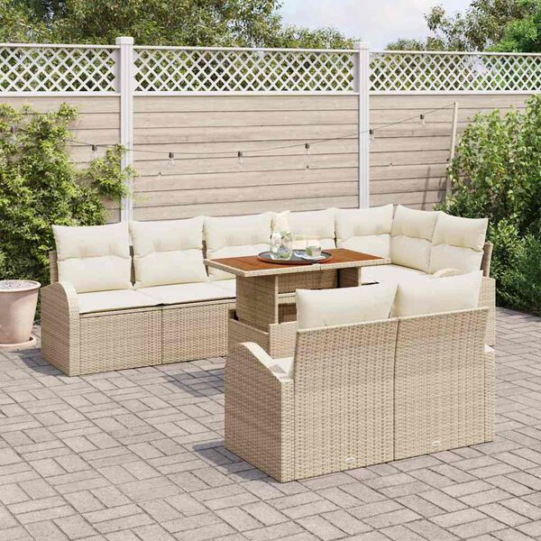 vidaXL Set Divano da Giardino con cuscino 9 pcs beige e panna