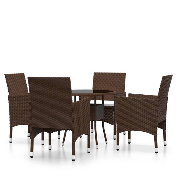 vidaXL Set da Pranzo per Giardino 5 pz in Polyrattan Marrone