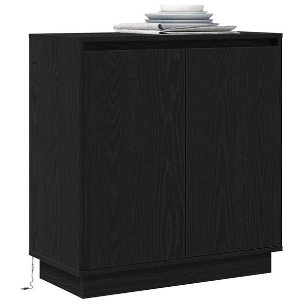 vidaXL Credenza Rovere Nero 71 x 34.5 x 75 cm Legno multistrato