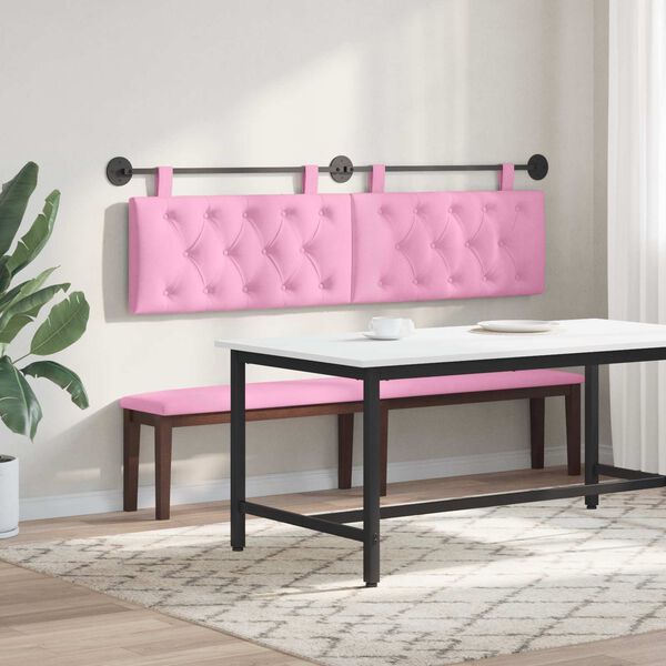vidaXL Testata appesa Montaggio a parete Rosa 170 x 55 x 7 cm Tessuto
