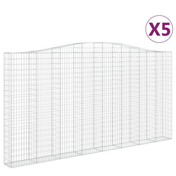 vidaXL Cesti Gabbioni ad Arco 5 pz 400x30x200/220 cm Ferro Zincato
