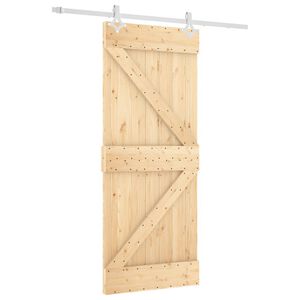 vidaXL Porta Scorrevole con Set Hardware 85x210 cm Legno Massello Pino