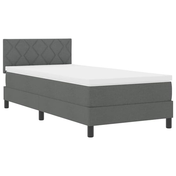 vidaXL Letto a molle con materasso Grigio scuro 100 x 200 cm Tessuto