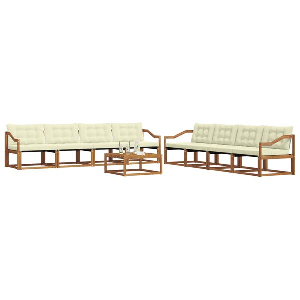 vidaXL Set di divani da esterno con cuscino 9 pcs Naturale e Crema