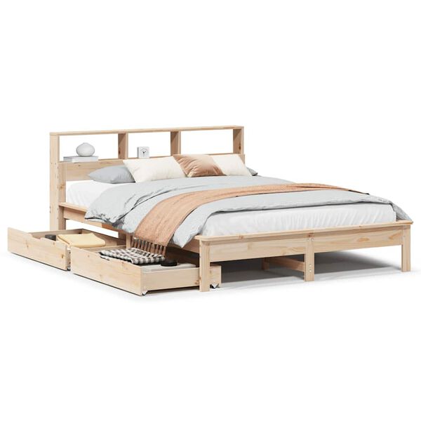 vidaXL Letto Libreria senza Materasso 120x200cm Legno Massello di Pino