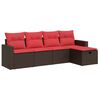vidaXL Set Divano da Giardino 5 pz con Cuscini Marrone in Polyrattan