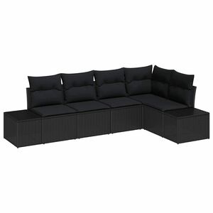 vidaXL Set Divano da Giardino con archiviazione 5 pcs Nero polyrattan