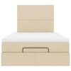vidaXL Struttura Letto Pouf con Materasso Crema 120x200 cm in Tessuto