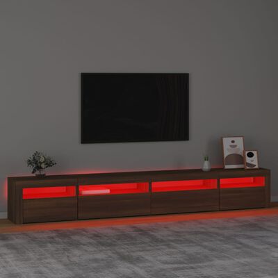 vidaXL Mobile Porta TV con Luci LED Rovere Marrone 270x35x40 cm