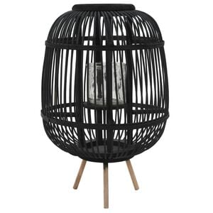 vidaXL Supporto per Lanterna da Tavolo in Bamb&ugrave; Nero