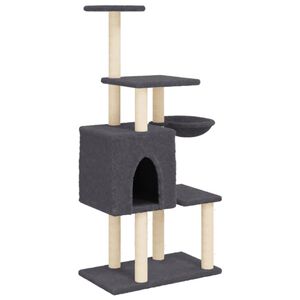 vidaXL Albero per Gatti con Tiragraffi in Sisal Grigio Scuro 131 cm