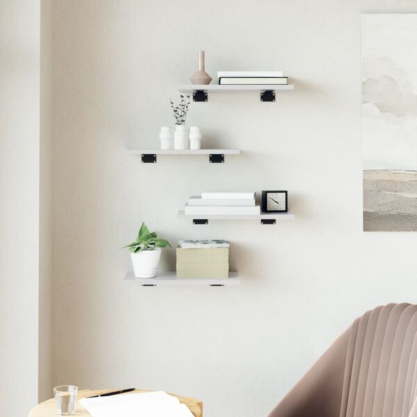 vidaXL Ripiani per Libreria 4 pz Bianco Lucido 40x20x1,5cm Multistrato