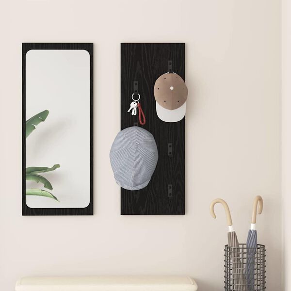 vidaXL Appendiabiti a muro Rovere Nero 30 x 1,5 x 80 cm